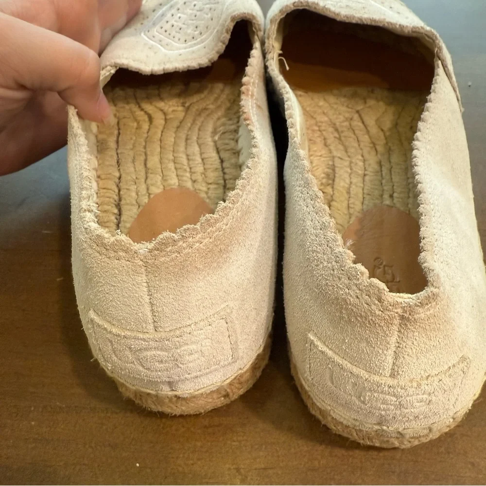Ugg Heidi Perforated Suede Espadrille Loafers Beige Cream Womens Size 7.5